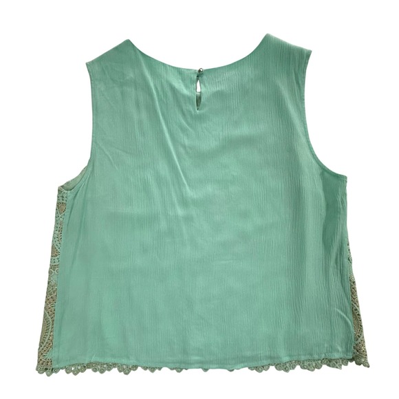 Daytrip Women's Aqua Lace Crochet Overlay Sleeveless Tank Top XL W341 - Picture 4 of 8